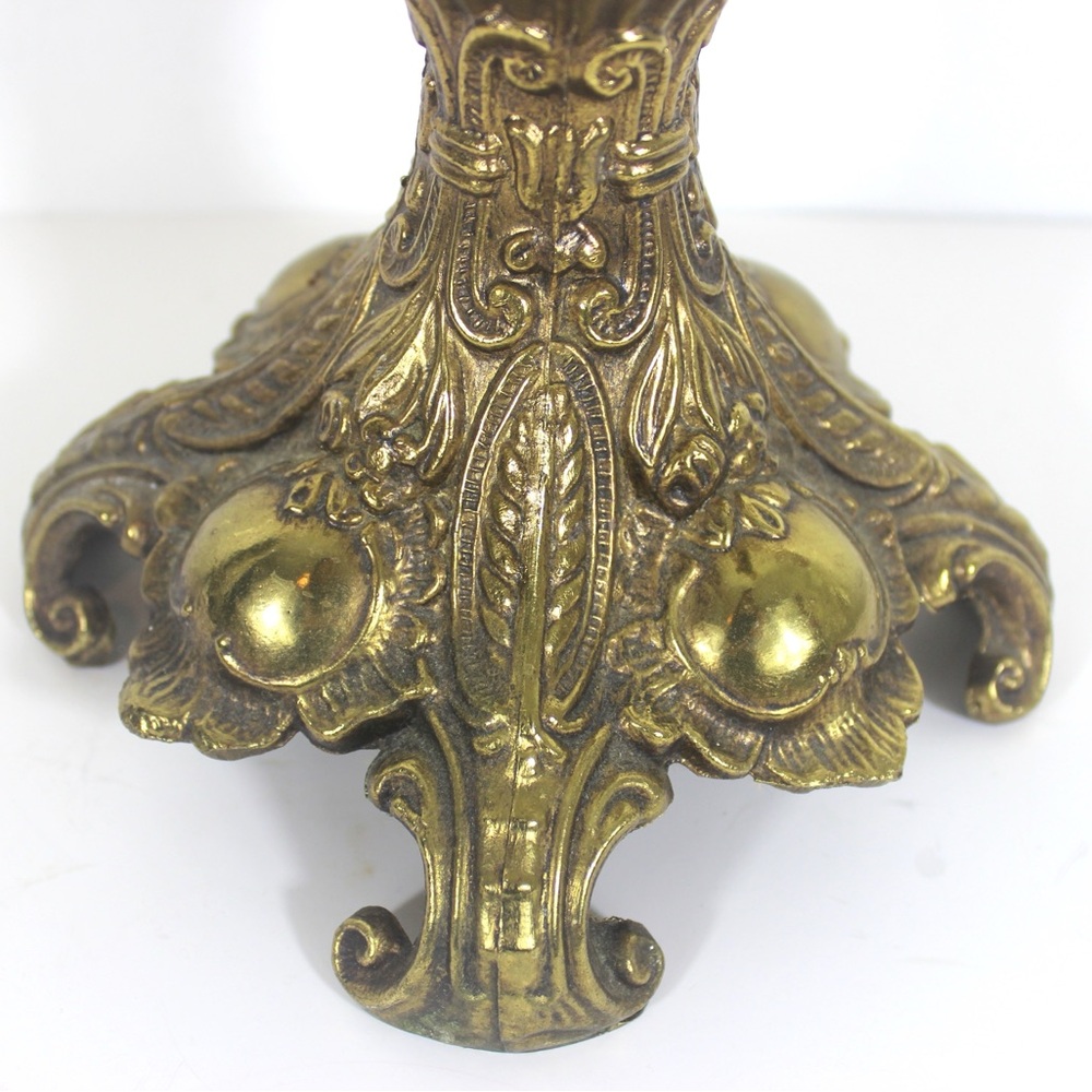 Antique Gilt Brass or Bronze Candelabra with Cherubs, Gold Candle Holder - Picture 5 of 10